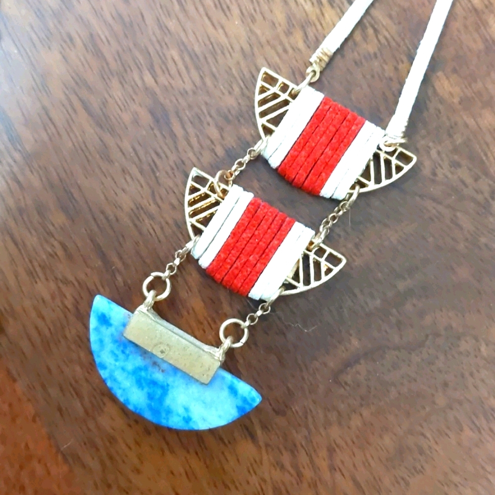 Red white and blue statement necklace